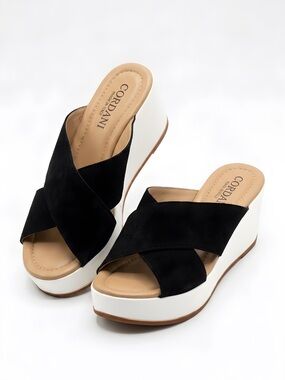 Cordani Black and Cream Cross-Strap Sandals